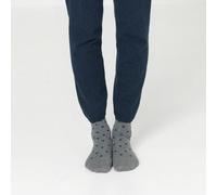 2er-Paar Living Crafts Bio-Damen-Socken "Bettina" dunkelblau/grau gepunktet, Gr. 35/38