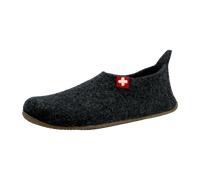 Living Kitzbühel Slipper Schweizer Kreuz | Weiche Hausschuhe Kinder Damen aus Wolle | Atmungsaktiv & Rutschfest | Handgefertigt in Europa | Anthra