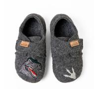 Living Kitzbühel Hausschuhe Klettschuh T-Rex (Schurwolle) grau Jungen (31-35), Größe Euro (US) 32