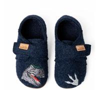 Living Kitzbühel Hausschuhe Klettschuh T-Rex (Schurwolle) nachtblau Jungen (31-35), Größe Euro (US) 35