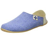 Living Kitzbühel Unisex Pantoffel Kreuz & Lederkappe mit Lederinnensohle Recycled Cotton Hausschuh, Ocean, 36 EU