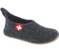 Living Kitzbühel Unisex Slipper Schweizer Kreuz Flache Hausschuhe, Schwarz Anthra 600, 39 EU