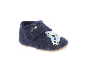 Living Kitzbühel Woll-Hausschuhe "Tiger & Fußball" in Dunkelblau - Größe 18 | Baby Hausschuhe