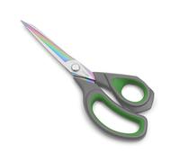 LIVINGO Profi-Stoffschere - Titanbeschichtete Schmiedestahl-Schere für Nähen, Basteln, Schneiden von Stoff, Papier und Leder, 24 cm, Grau/Grün, Vielseitig & Robuste Allzweckschere