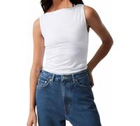 Livtany Damen Basic U-Boot-Ausschnitt Tank Top Solid Casual Ärmellos Tunika Weste Sommer Trendy Slim Fit Crop Cami Shirt Ausgehen, Weiss/opulenter Garten, Groß