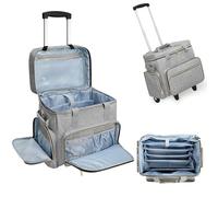 LIWSHWZ Tragetasche mit Rollen, Akkordeon-Akten-Organizer, Lehrertasche mit Rollen für Laptops bis zu 39,6 cm (15,6 Zoll), verdicktes Anhängerbein, abnehmbarer Trolley für Unterricht und Bürobedarf