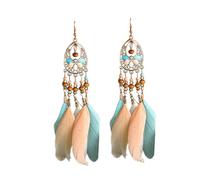 LIXSAZSE 1 Paar Ohrring Exquisiter Böhmischer Vintage Stil Ohrtropfen Tropfring Langlebig mit Quasten Party Favors Schmuckdekor, Grün