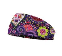 LIXSAZSE Gehäkelte Stirnbänder Stretch Sport Stirnband Verstellbare Tie Dye Haarbänder mit breitem Blumendruck für sportliches Laufen, Geben Sie 6 ein