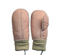 Liya's Baby Lammfell Fäustlinge mit Strickbund Handschuhe Fäustel mit Daumen (Rosa)