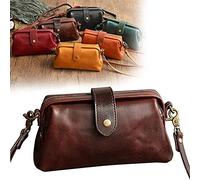 LIYGHFRTIO Handgemachte Leder Crossbody Taschen Retro Handmade Schulter Geldbörsen Pendler Bag Doctor Bag Mit Mehreren Taschen(Color:Kaffee)