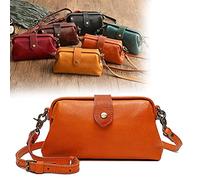 LIYGHFRTIO Handgemachte Leder Crossbody Taschen Retro Handmade Schulter Geldbörsen Pendler Bag Doctor Bag Mit Mehreren Taschen(Color:Braun)