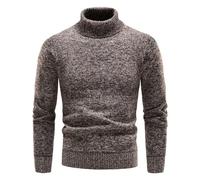 Liyinco Männer Rollkragenpullover Dicke Pullover Mode Strickpullover Winter Männer Pullover lässige Feste Kleidung, Kaffee, L
