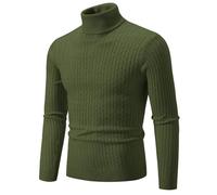Liyinco Rollkragenpullover für Herren lässiger Strickpullover mit hohem Kragen für Herren warme Herrenpullover Tops, grün, XL