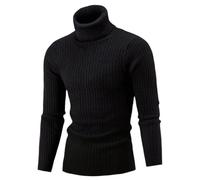 Liyinco Winter Herren Rollkragenpullover Herren Strickpullover Rollkragen Strickpullover Warmer Herrenpullover Slim Fit Freizeitpullover, Schwarz, 5XL