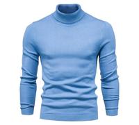 Liyinco Winter Rollkragenpullover Dicke Herrenpullover lässiger Rollkragenpullover einfarbig warm schlank Rollkragenpullover Pullover Männer, hellblau, L
