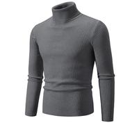 Liyinco Winter Rollkragenpullover Männer Warme gestrickte einfarbige Pullover Herren Slim Fit lässige Rollkragen Strick Mann Pullover für Herbst, dunkelgrau, 3XL