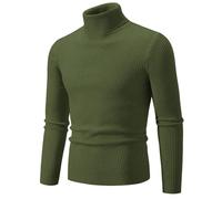 Liyinco Winter Rollkragenpullover Männer Warme gestrickte einfarbige Pullover Herren Slim Fit lässige Rollkragen Strick Mann Pullover für Herbst, grün, 3XL