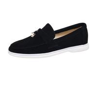 Lizoleor Runde Zehen Komfort Loafer Blockabsatz Damen Schuhe Niedrige Absatz Ohne Verschluss Mocasion Schnüren Leisure Boat Schuhe Schwarz Gr 46 EU/48Cn