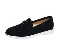 Lizoleor Runde Zehen Komfort Loafer Blockabsatz Damen Schuhe Niedrige Absatz Ohne Verschluss Mocasion Schnüren Leisure Boat Schuhe Schwarz Gr 43 EU/45Cn