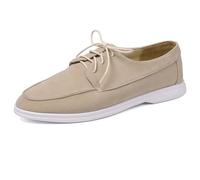 Lizoleor Runde Zehen Komfort Loafer Blockabsatz Damen Schuhe Niedrige Absatz Ohne Verschluss Mocasion Schnüren Leisure Boat Schuhe Beige Gr 38 EU/39Cn