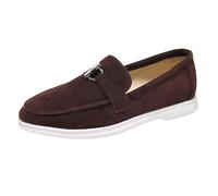 Lizoleor Runde Zehen Komfort Loafer Blockabsatz Damen Schuhe Niedrige Absatz Ohne Verschluss Mocasion Schnüren Leisure Boat Schuhe Braun Gr 36.5 EU/37Cn