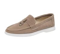 Lizoleor Runde Zehen Komfort Loafer Blockabsatz Damen Schuhe Niedrige Absatz Ohne Verschluss Mocasion Schnüren Leisure Boat Schuhe Aprikose Gr 42 EU/44Cn