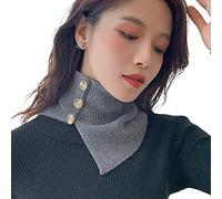 ljhnba Gerippter Strick warmer Snood Schal mit Knöpfen, falscher Kragen Abdeckung, Lätzchen Halswärmer, falscher Kragen für Frauen, Hijab