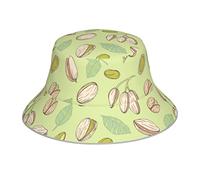 Ljirgdh Handgezeichneter Pistazien-Hut, Eimerhut, lässig, wendbar, Strand-Sonnenhut, Fischerhut für Damen und Herren, Schwarz, Siehe Abbildung, One size