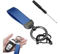 LJWAN Leder Schlüsselanhänger Auto für Audi TT 4 Seats MK3 2015-2023, Autoschlüsselbund Schlüsselring für Auto Schlüsselband D Ring Drehgelenk Zubehör,B/Blue