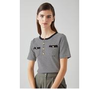LK Bennett Charlie Stripe T-shirt Black/cream Größe: L | Hemden Outlet | Damen | Schwarz