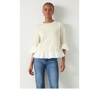 LK Bennett Maisie Poplin Knitted Sweater Ivory Größe: L | Strickpullover Outlet | Damen | Weiß
