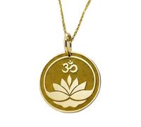 LKBEADS 925 Sterling Silber Om Lotus Anhänger Halskette Gold |LK_NLC_00784 | 925 Sterling Silber Om Lotus Anhänger Halskette Gold |LK_NLC_00784