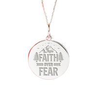 LKBEADS 925er Sterlingsilber | Anhängerkette „Glaube statt Angst“ | Bibelsprüche | mit 45,7 cm Kette. Stiftgröße: 24 mm | zierlicher Anhänger, silberplattiert, unisex | LK_PNK_02289