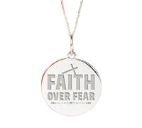 LKBEADS 925er Sterlingsilber | Anhängerkette „Glaube über Angst“ | christlich | mit 45,7 cm Kette. Stiftgröße: 24 mm | zierlicher Anhänger mit Bibelvers, silberplattiert, unisex | LK_PNK_02290