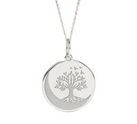 LKBEADS 925er Sterlingsilber | Anhängerkette mit Lebensbaum und Mond | zierlicher Anhänger | mit 45,7 cm Kette. Größe: 24 mm | Silberplattierung, handgefertigter Unisex-Schmuck | LK_PNK_02402