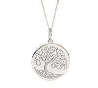 LKBEADS 925er Sterlingsilber | Anhängerkette mit Lebensbaum | zierlicher Anhänger | mit 45,7 cm Kette. Größe: 24 mm | Silberplattierung, handgefertigter Unisex-Schmuck | LK_PNK_02210