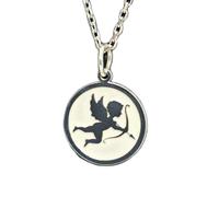 LKBEADS 925er-Sterlingsilber | Engels-Amor-Anhänger-Halskette | Liebesanhänger | mit 45,7 cm langer Kettenstift | Größe: 24 mm | Valentinstags-Engel versilbert handgefertigter Unisex-Schmuck | LKGP