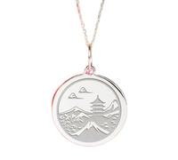 LKBEADS 925er Sterlingsilber | Japanische Anhängerkette | Traditionelles japanisches Haus | Mit 45,7 cm langer Kette. Größe: 24 mm | Zarter Minka-Charm, silberplattiert, Unisex | LK_PNK_02316