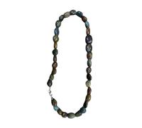 LKBEADS Afrikanische Türkisperlenkette, Trommelform, Grün, 11 x 15-16 x 20 mm | 50 cm lange, handgefertigte Perlenkette |LKSLF_NCK_00489