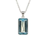 LKBEADS Anhänger aus natürlichem blauem Quarz, rechteckig, facettiert, 36 x 20 mm, mit 45 cm langer Ankerkette |L_DPN_00070