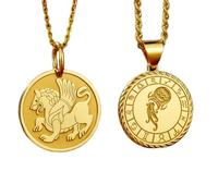 LKBEADS Anhängerkette mit Sternzeichen Wassermann und Steinbock, 2er-Pack, vergoldetes 925er Sterlingsilber, rundes Medaillon mit Astrologie-Horoskop-Sternzeichen, Schmuckgeschenk