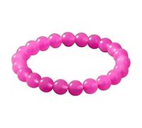LKBEADS Armband aus rosa Jade, 8 mm, runder Edelstein, glatt geschliffen, 17,8 cm (7 Zoll), modisches, handgefertigtes Schmuckstück in Rosa, Geschenk für Damen und Herren | 42BRC_LK_0024
