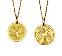 LKBEADS Baum des Lebens Anhänger-Halsketten-Set, 2er-Pack, Herz-Baum-Symbol, Natur-Medaillon-Charm, 925 Sterling Silber, vergoldet, spiritueller Familienschmuck, Geschenk für Frauen und Männer