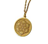 LKBEADS Halskette aus 925er Sterlingsilber, 22 mm|45,7 cm Kette|Mandala-Anhänger - Heilige Geometrie|Lotus-inspirierter Charm|Spiritueller Schmuck|Handgefertigte Idee|Vergoldeter Schmuck|LK_PNK_01632
