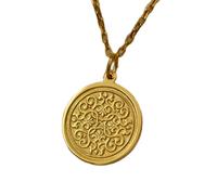 LKBEADS Halskette aus 925er-Sterlingsilber, 22 mm, 45,7 cm lange Kette, Mandala-Anhänger, spirituelle Halskette, Lotus-Mandala-Schmuck, handgefertigt, symbolischer Boho-Charm, vergoldet