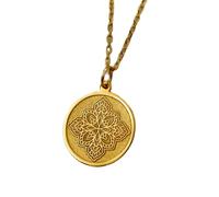 LKBEADS Halskette aus 925er-Sterlingsilber, 22 mm, 45,7 cm lange Kette, Mandala-Halskette, Anhänger, Lotus-Mandala-Schmuck, spirituell, handgefertigte Symbol-Halskette, vergoldet, handgefertigter
