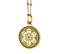 LKBEADS Halskette aus 925er-Sterlingsilber, 24 mm, 45,7 cm lange Kette, Lotusblumen-Halskette, gravierter Lotus-Münzen-Anhänger, spiritueller Charme, Lotusschmuck, Meditation, vergoldeter