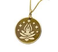 LKBEADS Halskette aus 925er Sterlingsilber, 28 mm | 45,7 cm Kette | Om-Lotus-Anhänger | Halskette | Aum-Anhänger mit mehreren Lagen | Handgefertigter Schmuck mit Goldplattierung | LK_PNK_00790