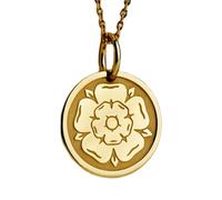LKBEADS Halskette aus 925er Sterlingsilber, 28 mm|45,7 cm Kette|Yorkshire-Rose-Halskette|Blumenanhänger|Blumenschmuck|Weißes Medaillon|Wappenkette|Handgefertigter, vergoldeter Schmuck|LK_PNK_00682