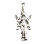 LKBEADS Halskette aus 925er Sterlingsilber, Göttin Innana, Liebe, Stärke, Mut, Furchtlosigkeit, Anhänger, der Ängsten ins Gesicht blickt, Glaube, Stärke | mit 45 cm Kette | versilbert | LK_PNK_03034